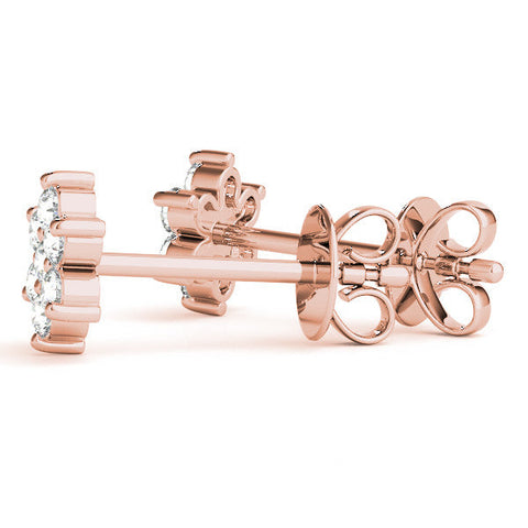 Rose gold Cluster Round Diamond Stud Earrings with Butterfly Backing Rose gold Cluster Round Diamond Stud Earrings with Butterfly Backing