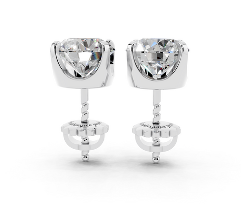 Silver Round Brilliant Diamond Stud Earrings Silver Round Brilliant Diamond Stud Earrings