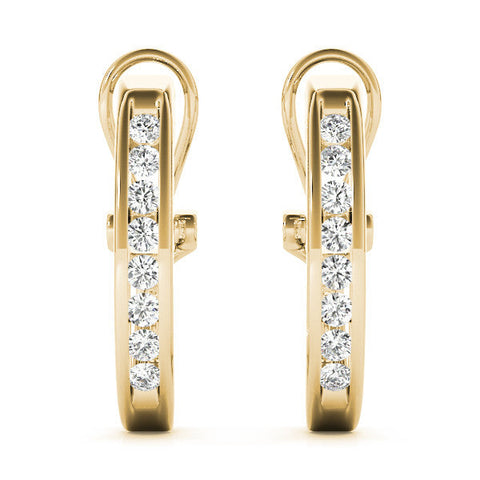 Yellow gold Channel-Set Round Diamond Hoop Earrings in White Gold Yellow gold Channel-Set Round Diamond Hoop Earrings in White Gold