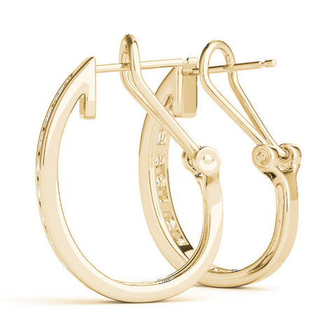 Yellow gold Channel-Set Round Diamond Hoop Earrings in White Gold Yellow gold Channel-Set Round Diamond Hoop Earrings in White Gold
