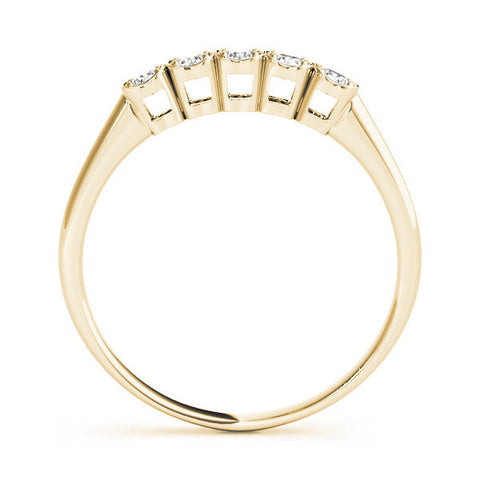 Yellow gold Five-Stone Round Diamond Bezel Set White Gold Band Yellow gold Five-Stone Round Diamond Bezel Set White Gold Band