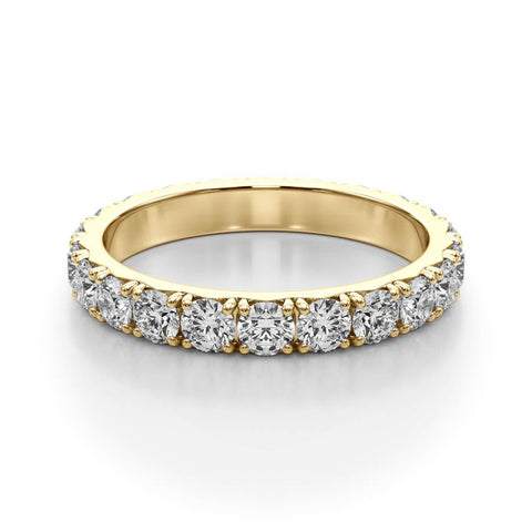 Yellow gold Round Diamond Eternity Band with Pavé Setting and Shared Prong Yellow gold Round Diamond Eternity Band with Pavé Setting and Shared Prong
