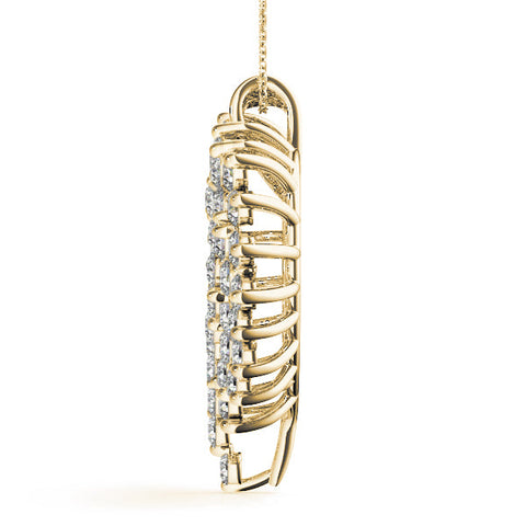 Yellow gold Diamond Cluster Heart Pendant with Round Brilliant Cut Stones and Prong Setting