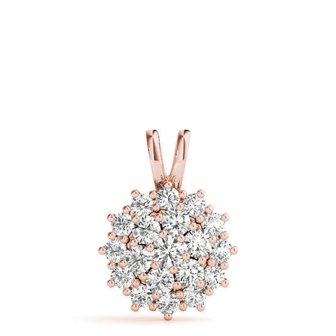 Rose gold Cluster Round Diamond Prong-Set Pendant
