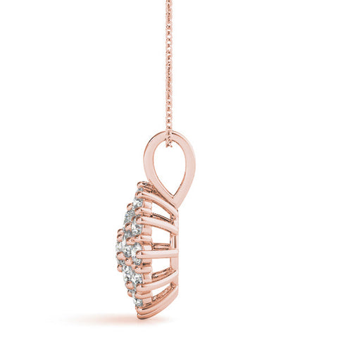 Rose gold Cluster Round Diamond Prong-Set Pendant