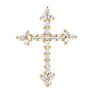 White gold Round Diamond Cluster Cross Pendant with Prong Setting