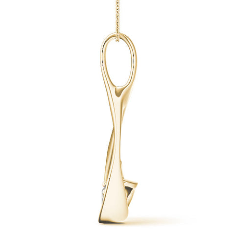Yellow gold Round Solitaire Bezel Prong Pendant