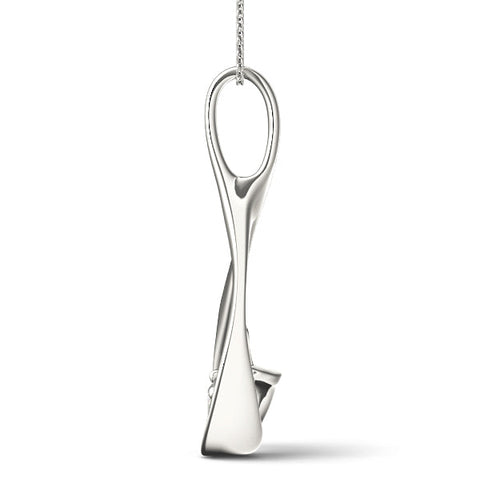 White gold Round Solitaire Bezel Prong Pendant