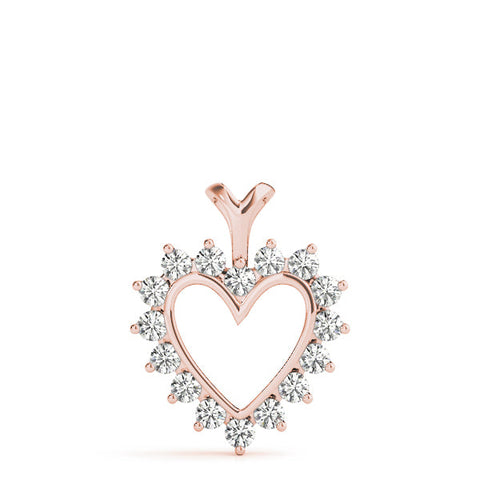Rose gold Heart-Shaped Diamond Halo Pendant with Round Brilliant Prong Setting