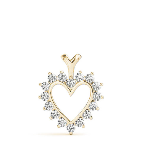 Yellow gold Heart-Shaped Diamond Halo Pendant with Round Brilliant Prong Setting