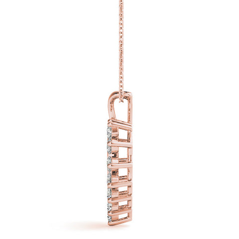 Rose gold Heart-Shaped Diamond Halo Pendant with Round Brilliant Prong Setting