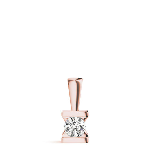 Rose gold Round Solitaire Bezel-Set Diamond Pendant