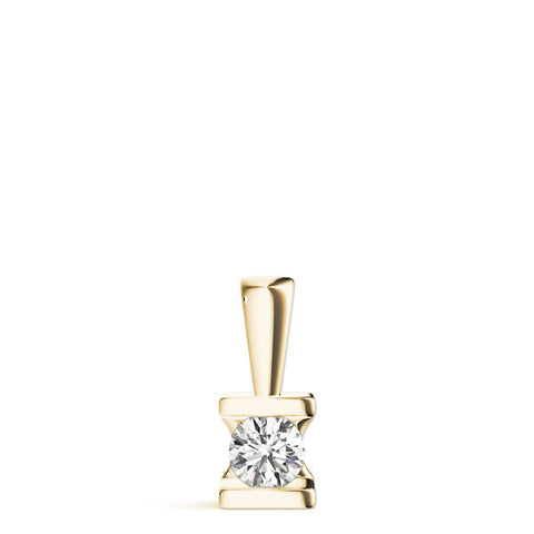 Yellow gold Round Solitaire Bezel-Set Diamond Pendant