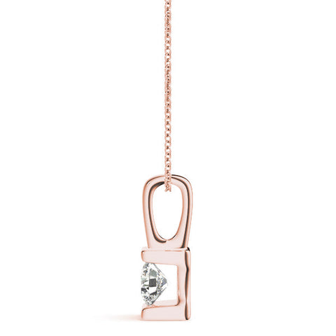 Rose gold Round Solitaire Bezel-Set Diamond Pendant