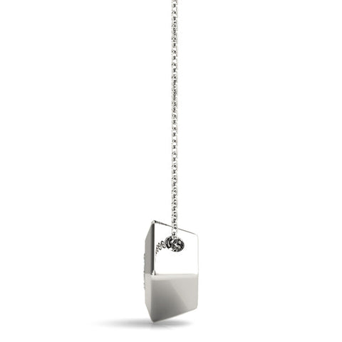 White gold Bezel Princess Cut Diamond Pendant
