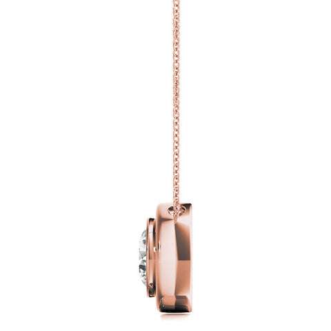 Rose gold Bezel Round Diamond Pendant