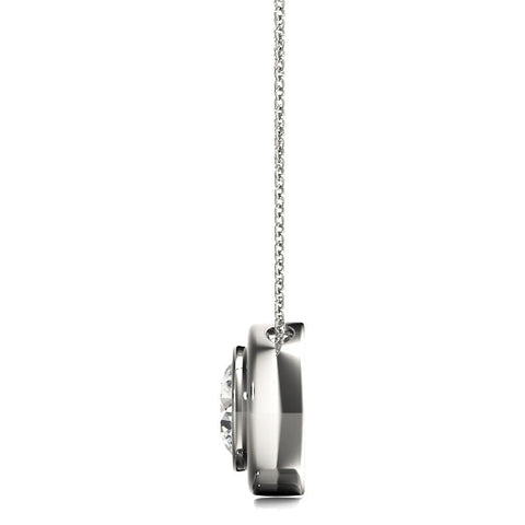 White gold Bezel Round Diamond Pendant