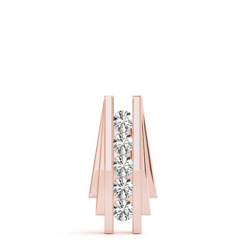 Rose gold Channel Set Round Diamond Bar Pendant