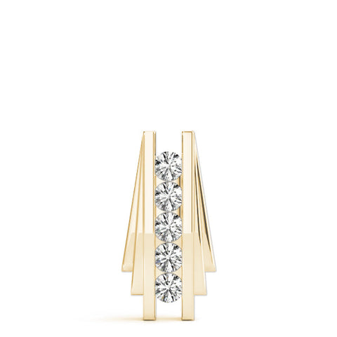 Yellow gold Channel Set Round Diamond Bar Pendant