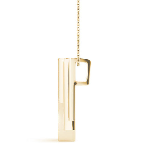 Yellow gold Channel Set Round Diamond Bar Pendant