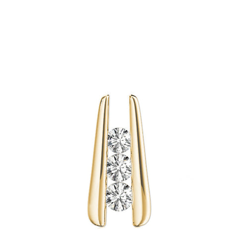 Yellow gold Vertical Channel Set Round Diamond Pendant