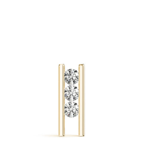 Yellow gold Vertical Channel-Set Round Diamond Bar Pendant