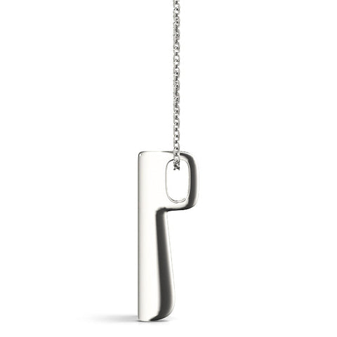 White gold Vertical Channel-Set Round Diamond Bar Pendant