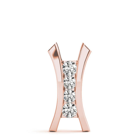Rose gold Channel Set Round Diamond V-Prong Pendant