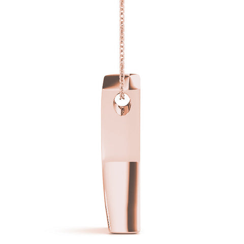 Rose gold Channel Set Round Diamond V-Prong Pendant