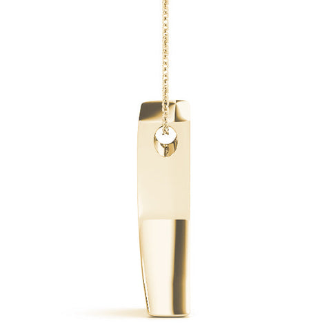 Yellow gold Channel Set Round Diamond V-Prong Pendant