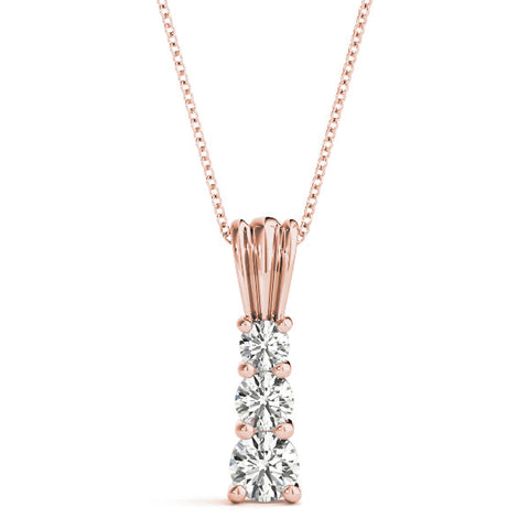 Rose gold Four-Stone Round Prong-Set Diamond Pendant