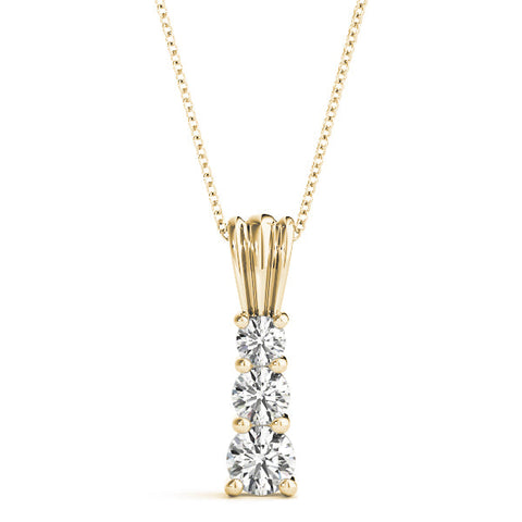 Yellow gold Four-Stone Round Prong-Set Diamond Pendant