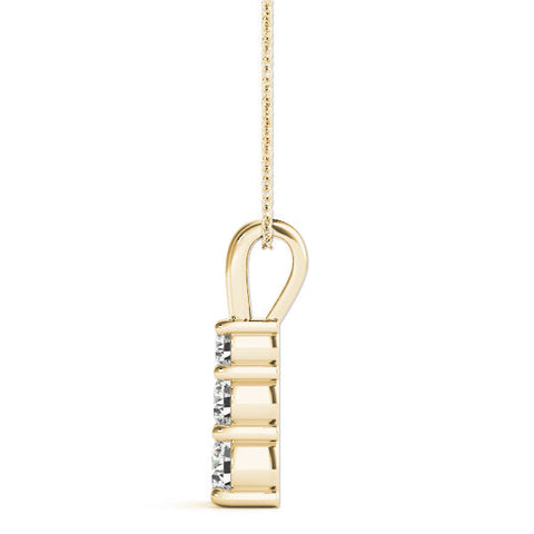 Yellow gold Four-Stone Round Prong-Set Diamond Pendant