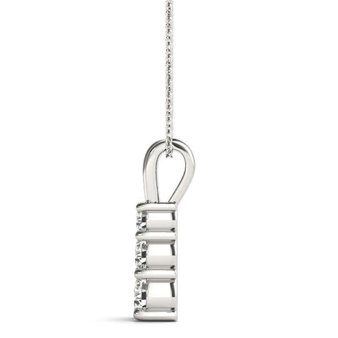 White gold Four-Stone Round Prong-Set Diamond Pendant