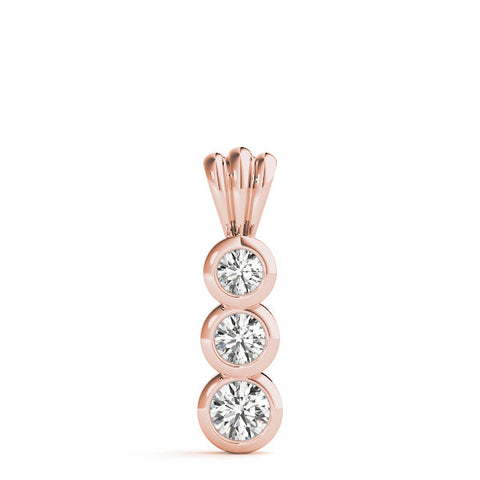 Rose gold Bezel Set Round Diamond Three-Stone Pendant