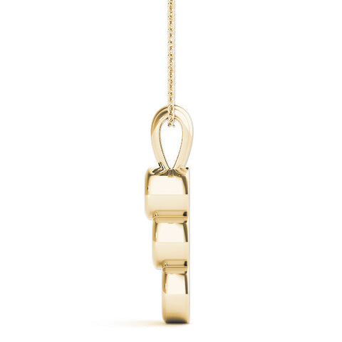 Yellow gold Bezel Set Round Diamond Three-Stone Pendant