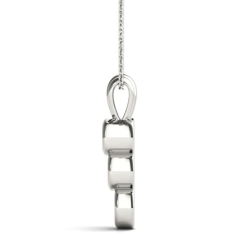 White gold Bezel Set Round Diamond Three-Stone Pendant