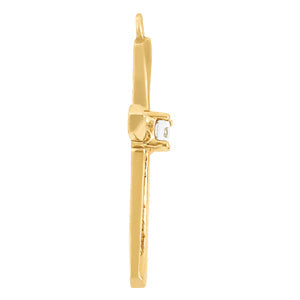 White gold Gold Cross Pendant with Round Cut Stones and Prong Setting