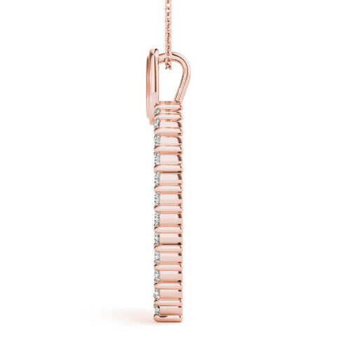 Rose gold Pavé Round Diamond Heart Pendant with Shared Prong Setting