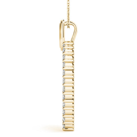 Yellow gold Pavé Round Diamond Heart Pendant with Shared Prong Setting