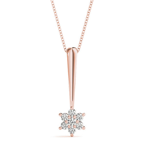 Rose gold Round Diamond Cluster Pendant with Six-Prong Setting