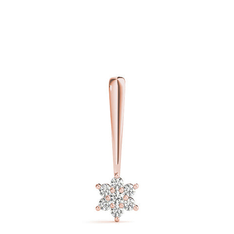 Rose gold Round Diamond Cluster Pendant with Six-Prong Setting
