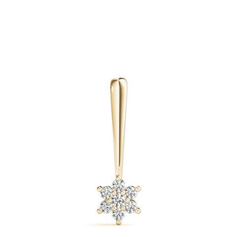 Yellow gold Round Diamond Cluster Pendant with Six-Prong Setting