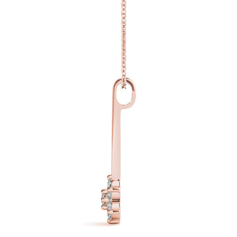 Rose gold Round Diamond Cluster Pendant with Six-Prong Setting