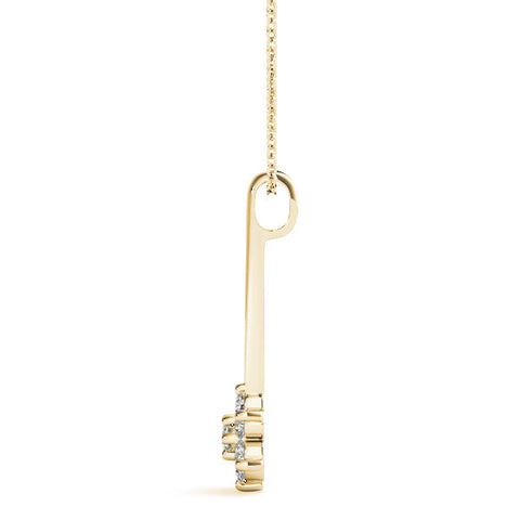 Yellow gold Round Diamond Cluster Pendant with Six-Prong Setting