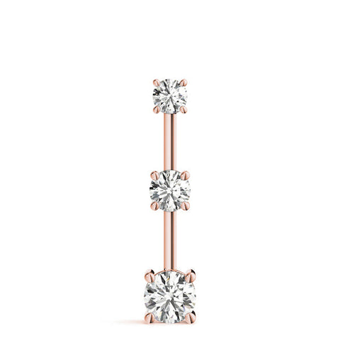 Rose gold Round Diamond Triple Bar Pendant with Four-Prong Setting