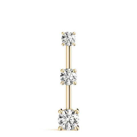 Yellow gold Round Diamond Triple Bar Pendant with Four-Prong Setting