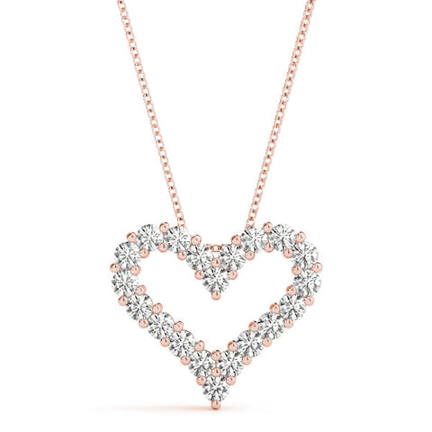 Rose gold Prong-Set Round Diamond Heart Pendant