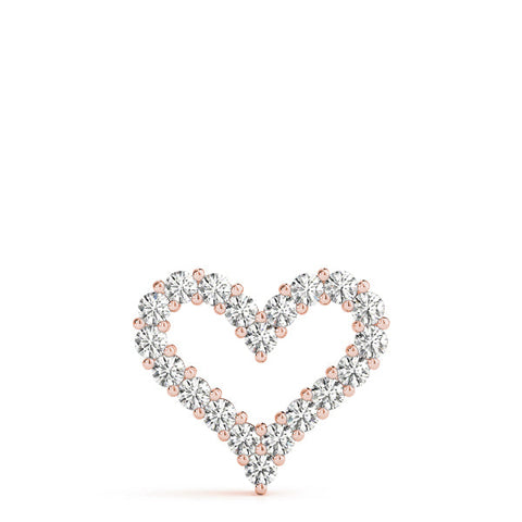 Rose gold Prong-Set Round Diamond Heart Pendant
