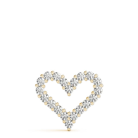Yellow gold Prong-Set Round Diamond Heart Pendant